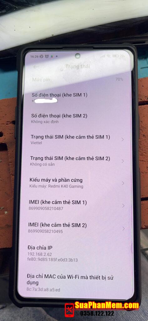 Xiaomi Redmi K40 Gaming mất imei do up rom