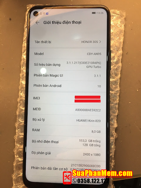 Xoá kích hoạt điện thoại Huawei Honor 30S | CDY-AN95 Huawei ID Remove