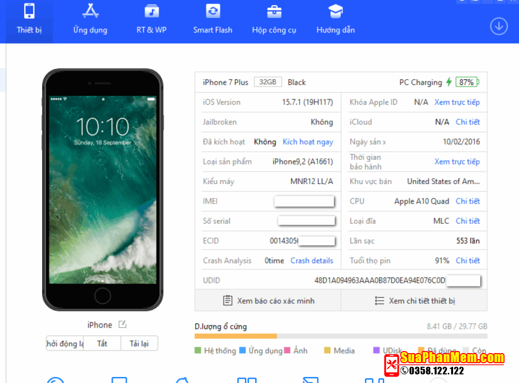 Bypass nghe gọi sim iPhone 7 Plus Hello IOS 15.7.1