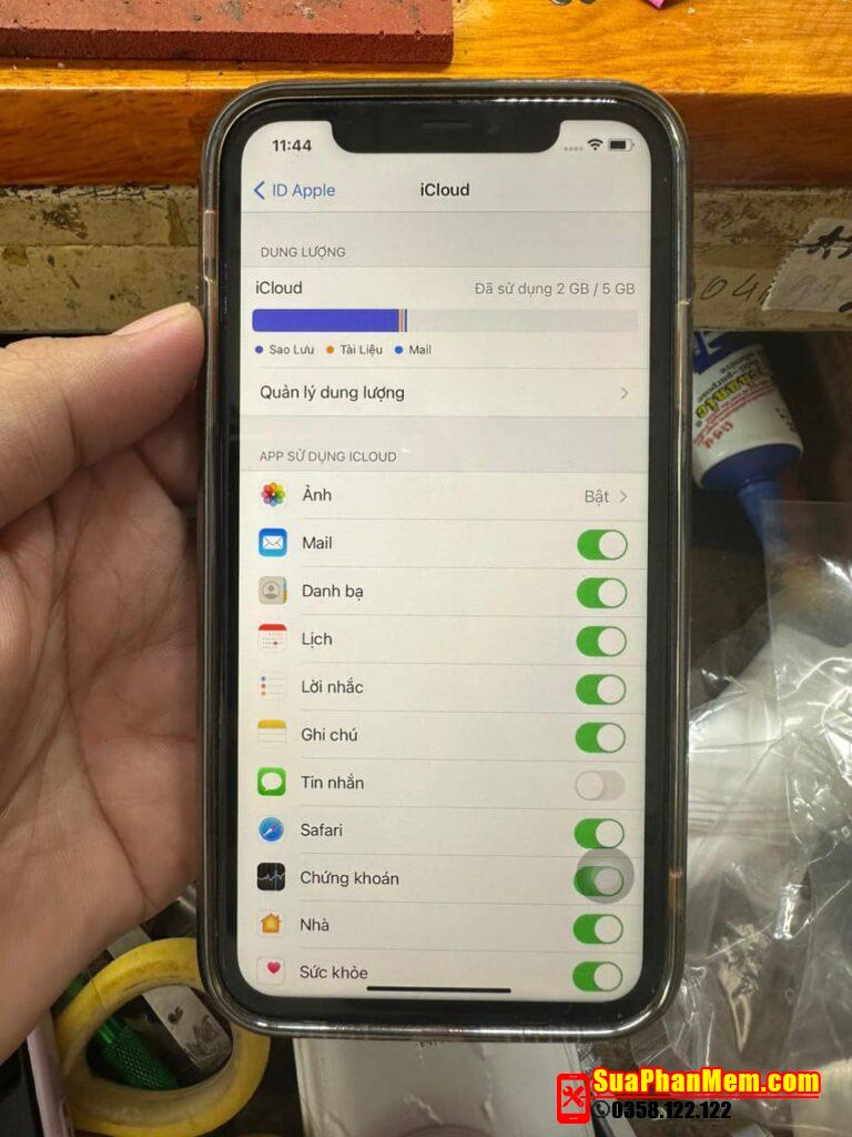 Xoá iCloud hiện dung lượng Open Menu iPhone 11 thành công