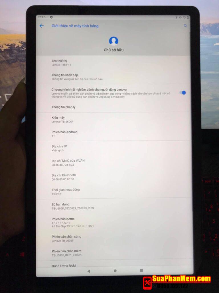 Up rom tiếng Việt Lenovo Xiaoxin Pad P11 TB-J606F thành công