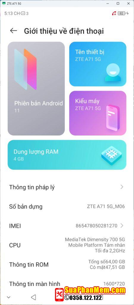 ZTE A71 5G nạp tiếng Việt | ZTE Z6556O