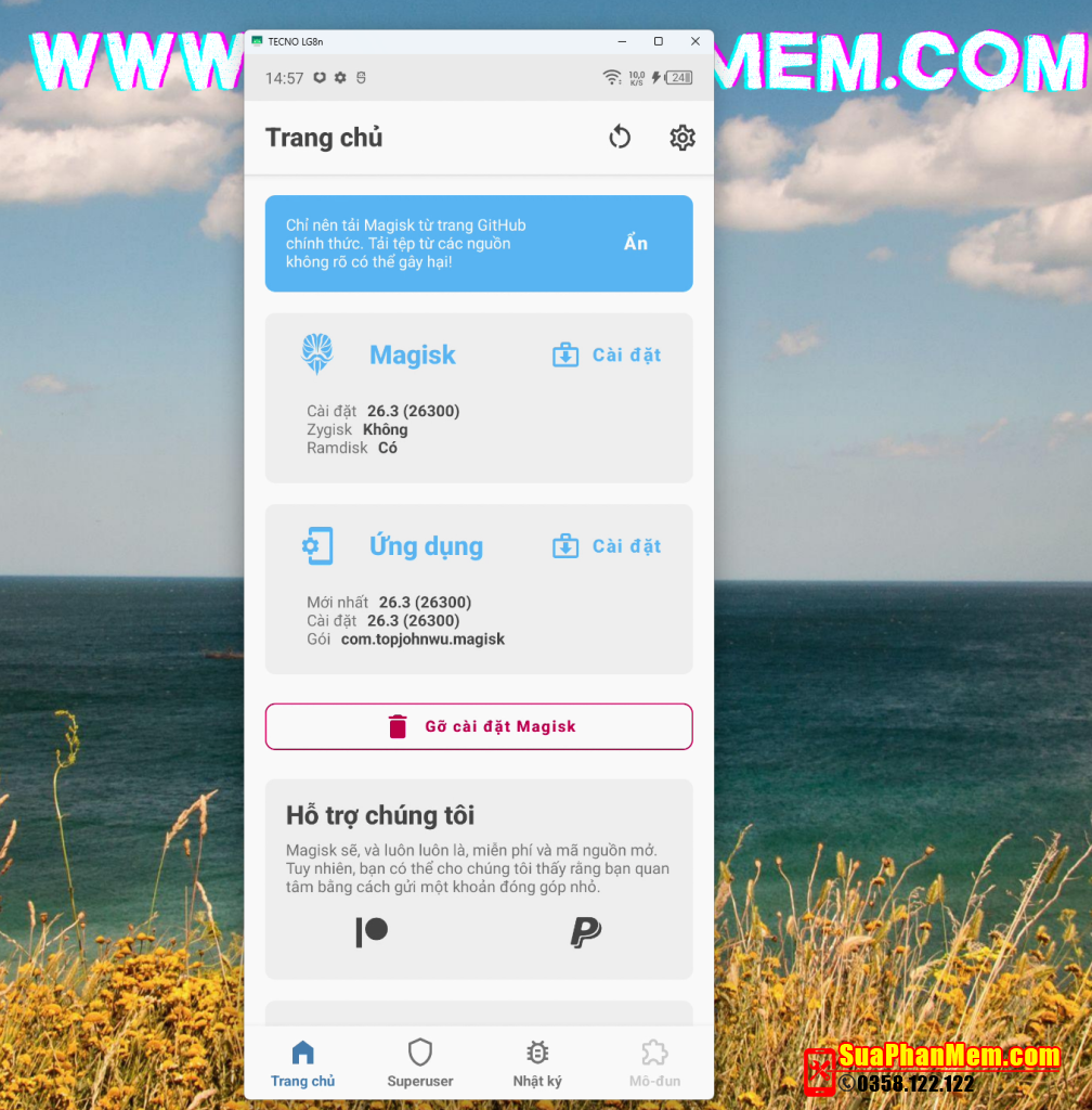 Root Tecno Pova 4 Pro (LG8n) magisk V26.3