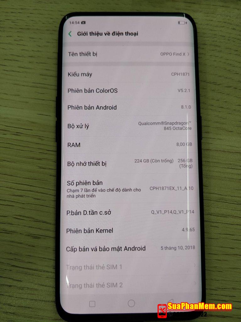 Xoá mật khẩu Oppo Find X | CPH1871 password flashing