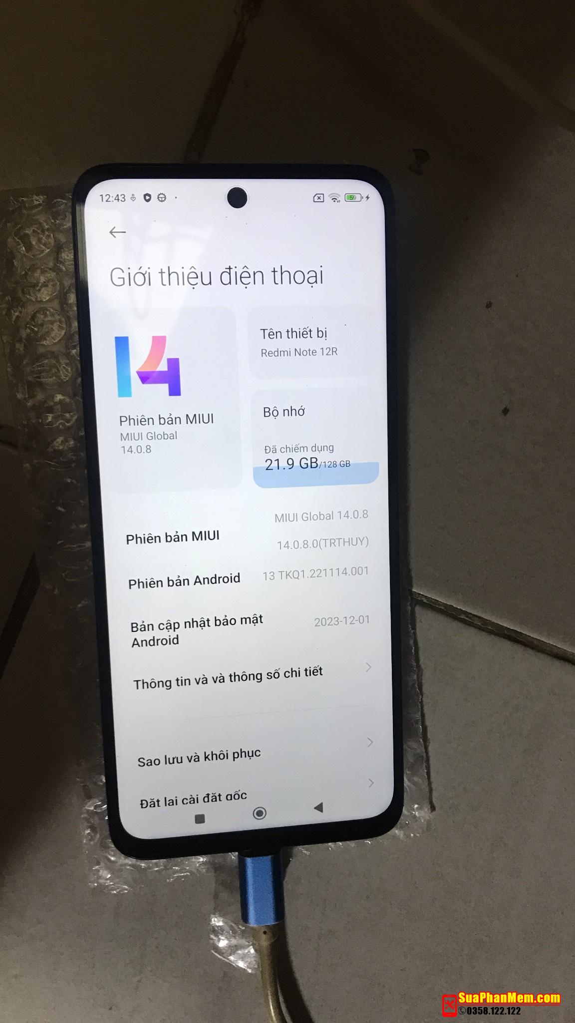 Up rom global Xiaomi Redmi Note 12R (SKY) không cần unlock bootloader