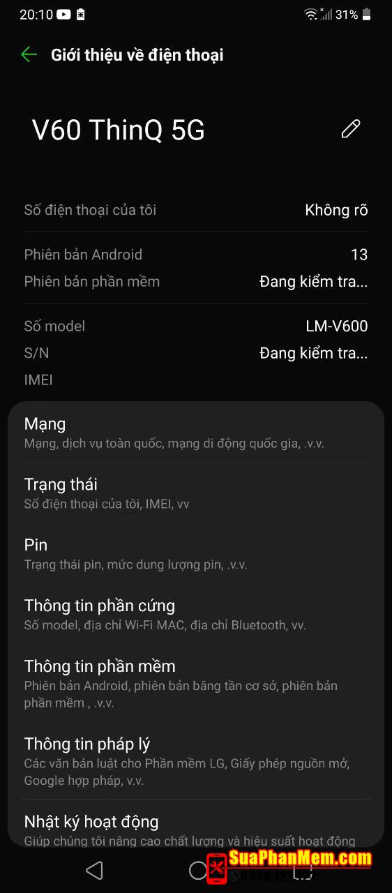 Repair imei LG V60 | LG V600 mất imei beseband