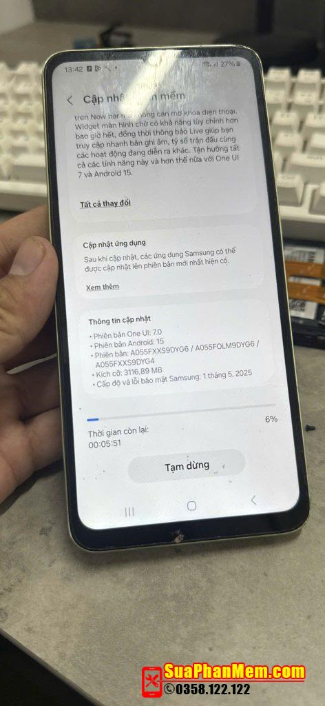 Samsung A05 brick sau khi cập nhật android 15