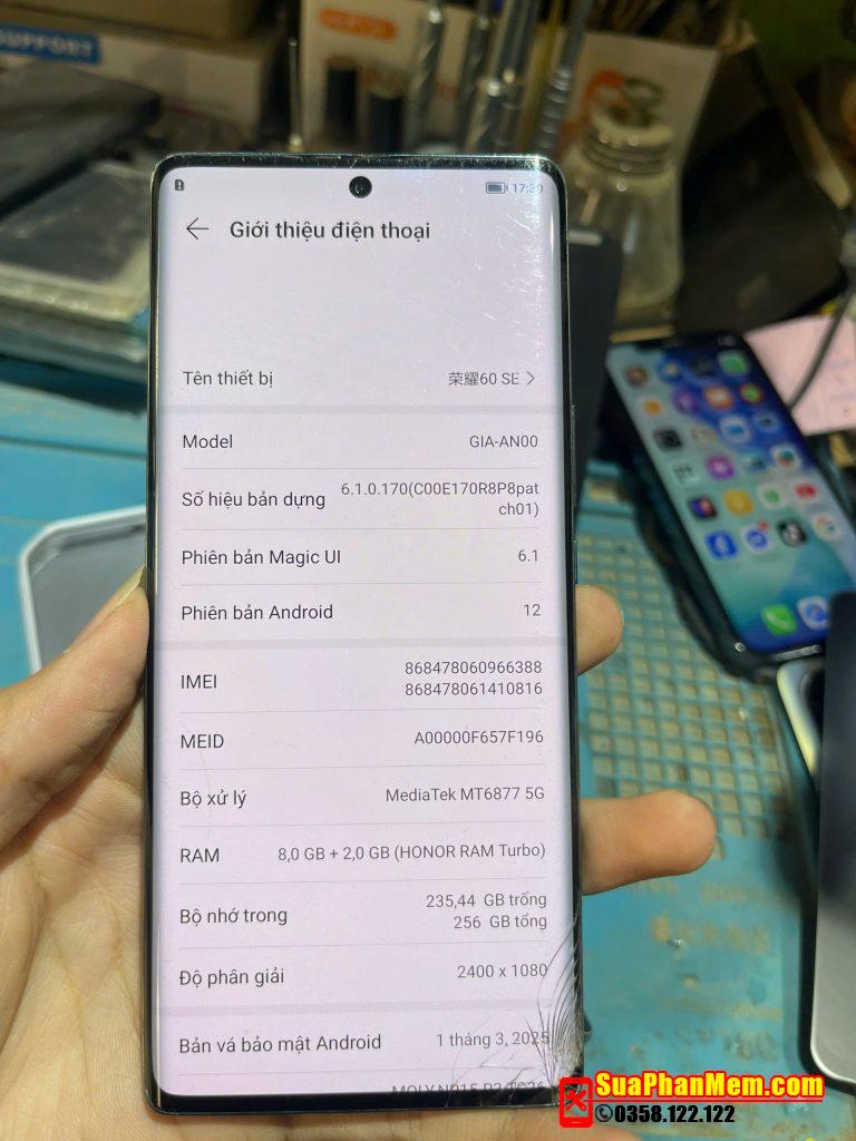 Xoá tài khoản Honor 60 SE GIA-AN00 khoá kích hoạt